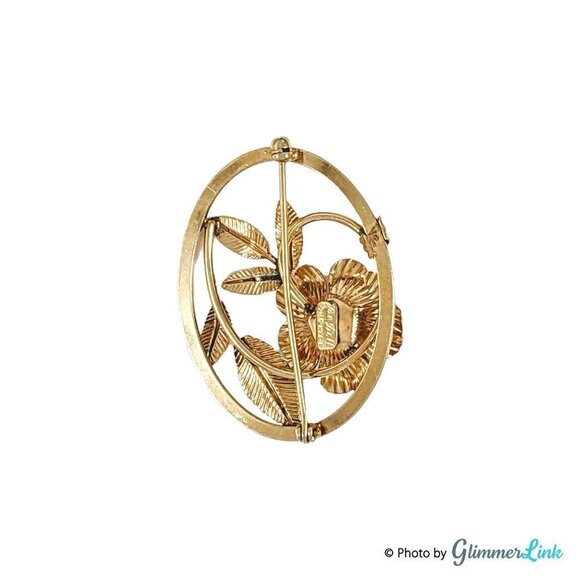 Vintage Van Dell 12KT Gold Filled Oval Flower Brooch - Picture 6 of 8